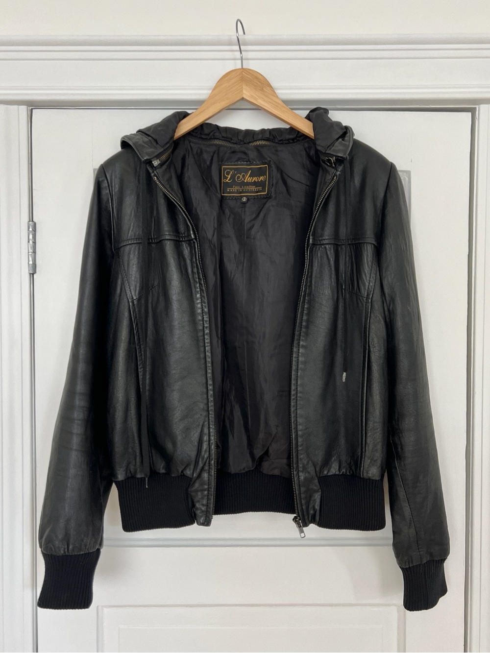 L'Aurore Fine Leather Hooded Bomber Jacket